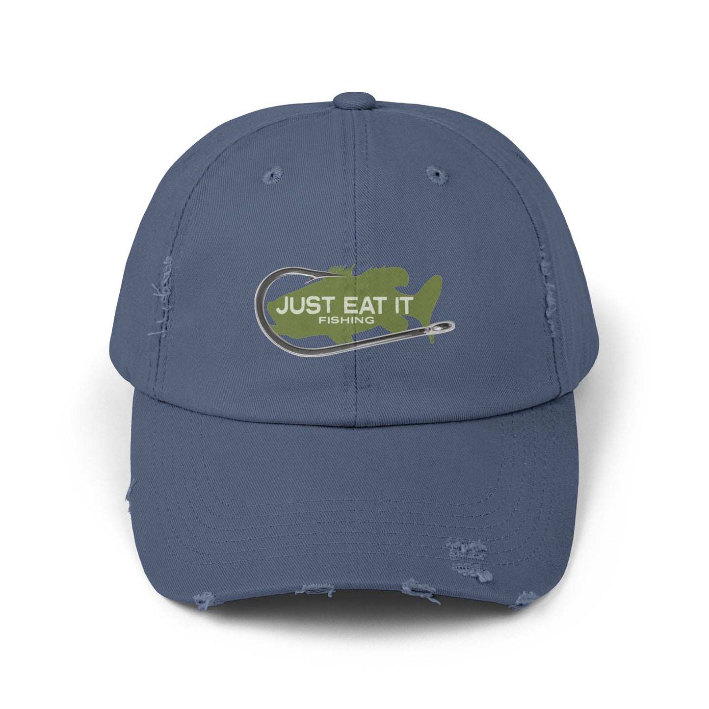 Unisex Distressed Fishing Cap - Just Eat It Design