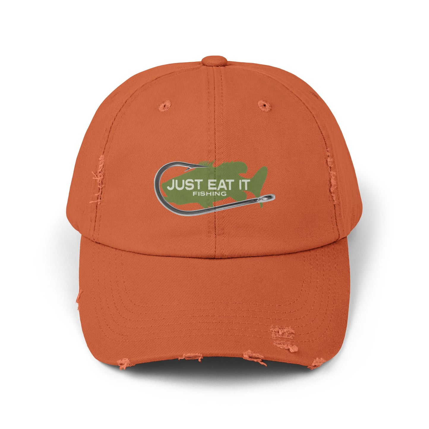Unisex Distressed Fishing Cap - Just Eat It Design