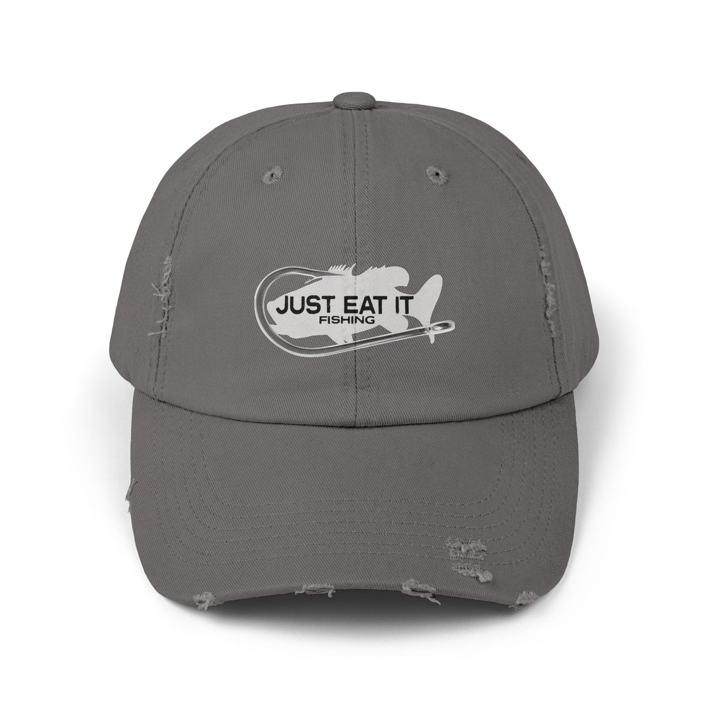 Unisex Distressed Fishing Cap - Just Eat It Design