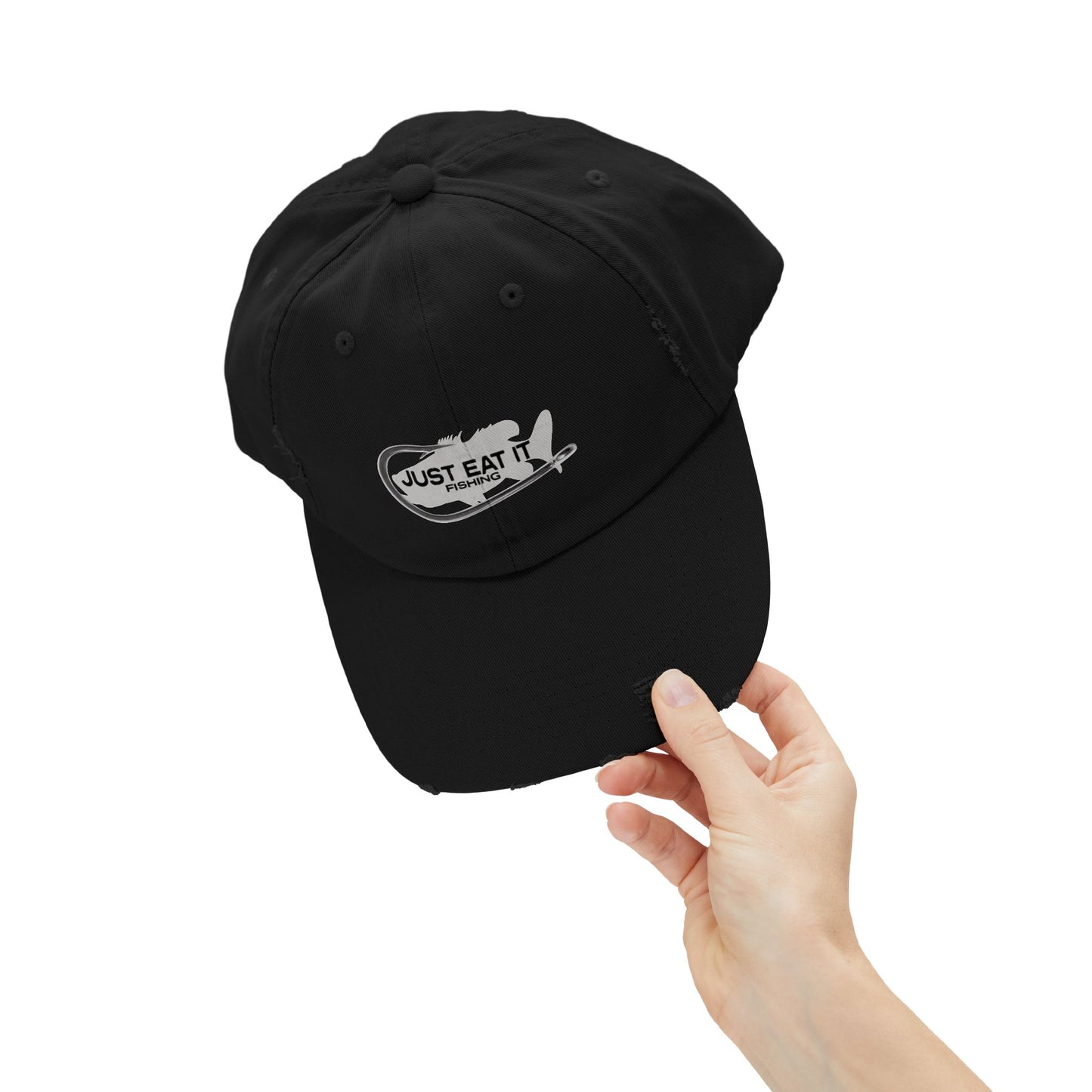 Unisex Distressed Fishing Cap - Just Eat It Design